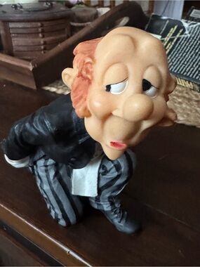 Vintage-style Ceramic James the Butler Figurine in Black, White, and Peach